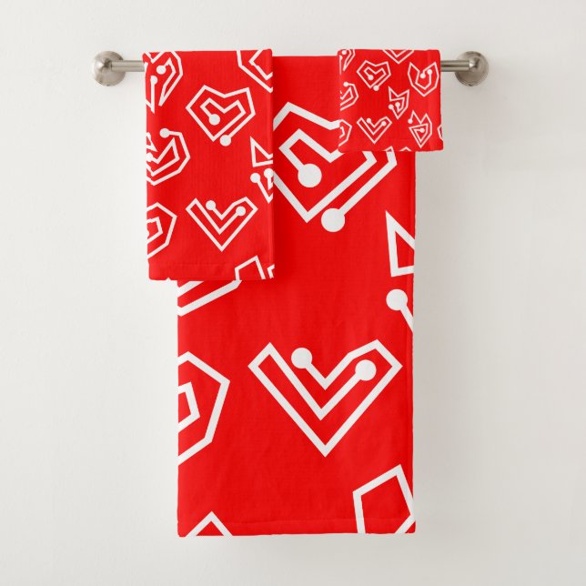 White Valentine's Mazes  Bath Towel Set (Insitu)