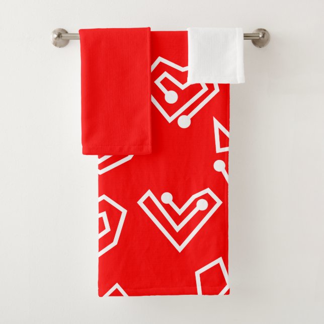 White Valentine's Mazes  Bath Towel Set (Insitu)