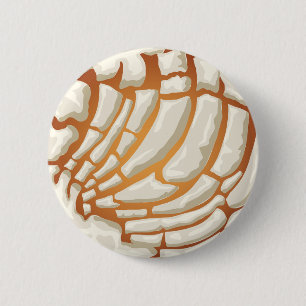 White Vanilla Concha Pan Dulce Mexican Bread 6 Cm Round Badge