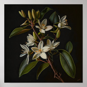 White Vanilla Flowers Art Print Poster