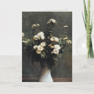 white Vase of Chrysanthemums, Henri Fantin Latour Card