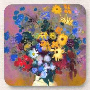 White Vase with Flowers Odilon Redon Coaster