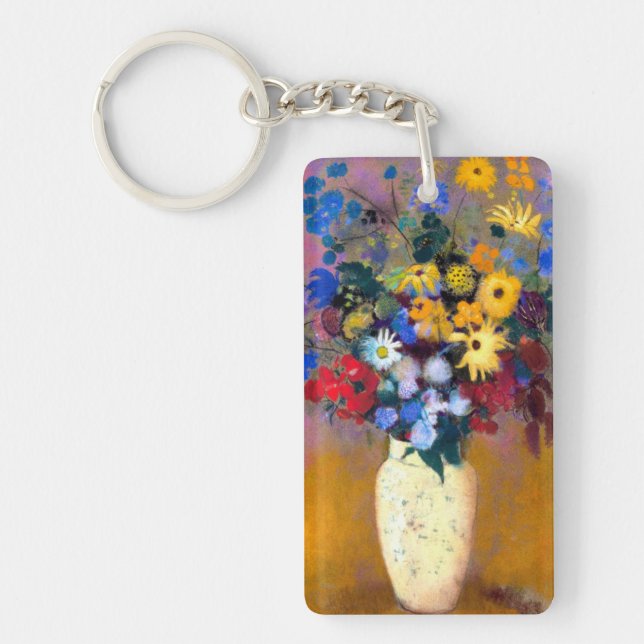 White Vase with Flowers Odilon Redon Key Ring (Front)