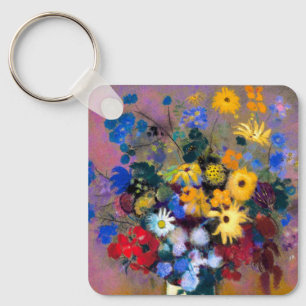 White Vase with Flowers Odilon Redon Key Ring