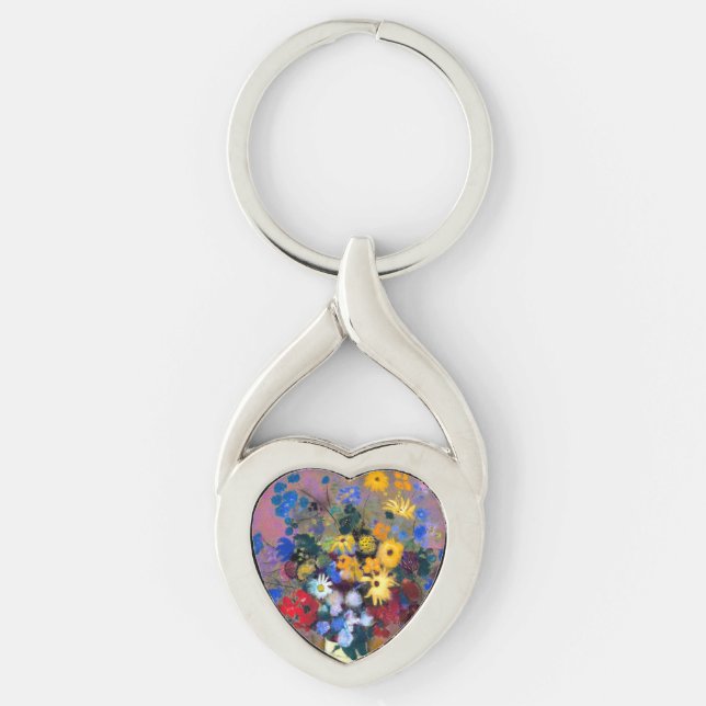 White Vase with Flowers Odilon Redon Key Ring (Front)