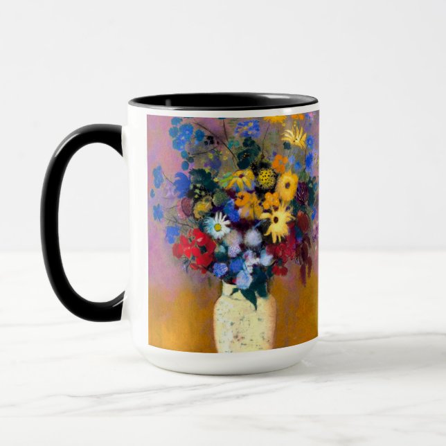 White Vase with Flowers Odilon Redon Mug (Left)