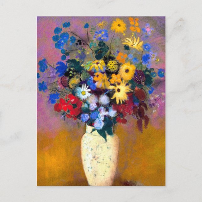 White Vase with Flowers Odilon Redon Postcard (Front)