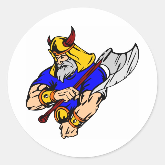 White Viking Praying Classic Round Sticker (Front)