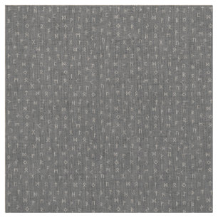 White Viking Runes Pattern on Gray Background Fabric