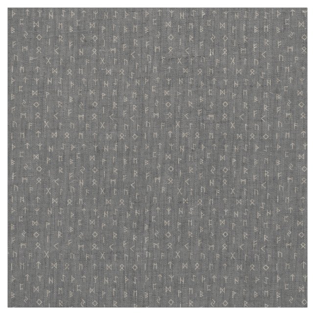White Viking Runes Pattern on Gray Background Fabric (Swatch)
