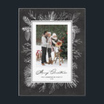 White Vintage Botanical Frame Chalkboard Photo Holiday Postcard<br><div class="desc">Merry Christmas! This photo Christmas postcard features a vintage-style white botanical frame in fine line art that adds a soft, elegant border around your image. Available in a range of background colours, it pairs beautifully with black and white or colour photos. The simple layout is perfect for holiday greetings, announcements,...</div>