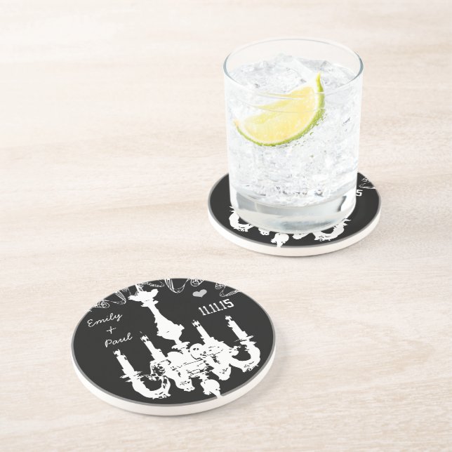 White Vintage Chandelier  Choose Background Colour Coaster (Side)