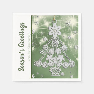 White Vintage Christmas Tree Ornament Template Napkin