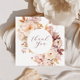 White Vintage Floral Fall Baby Shower Thank You Card