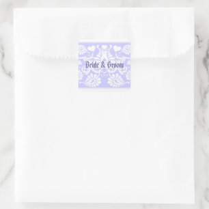 White Vintage Floral Wedding Favours Square Sticker