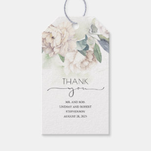 White Vintage Flowers Elegant Thank You Gift Tags