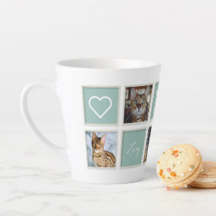 White Vintage Frame Pet Mum Monogram and Photo Latte Mug