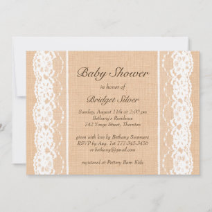White Vintage Lace Baby Shower Invitation