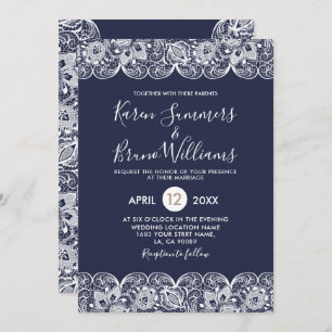 White Vintage Lace Wedding Invitation