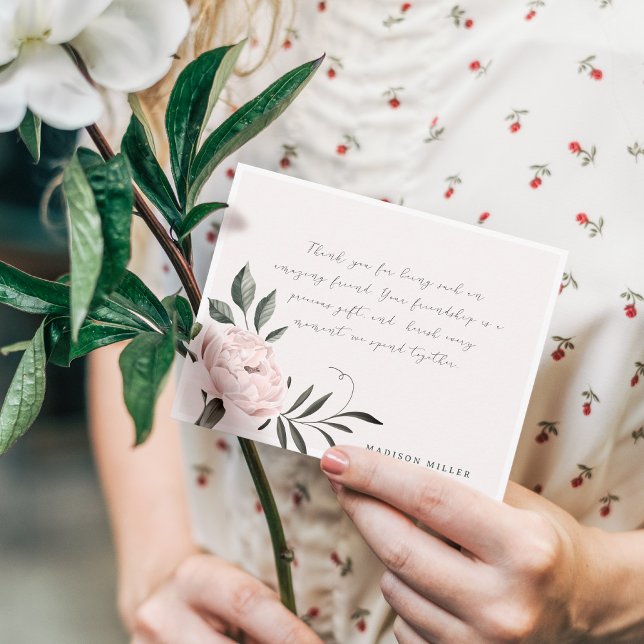 White Vintage Magnolia Flower Personalised Name Card (White Vintage Magnolia Flower Personalized Name Note Card)