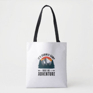 White Vintage Retro Mountain Adventure Shoulder Tote Bag
