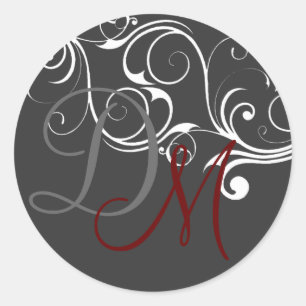 White Vintage Seal Double Monogram Sticker
