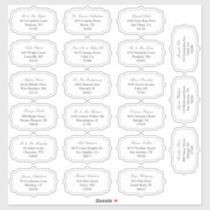 White Vintage Shape 21 Wedding Guest Address