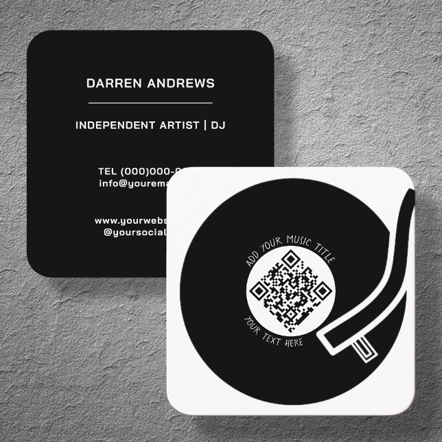 White Vinyl LP | Music QR Code Square Business Card (Creator Uploaded)