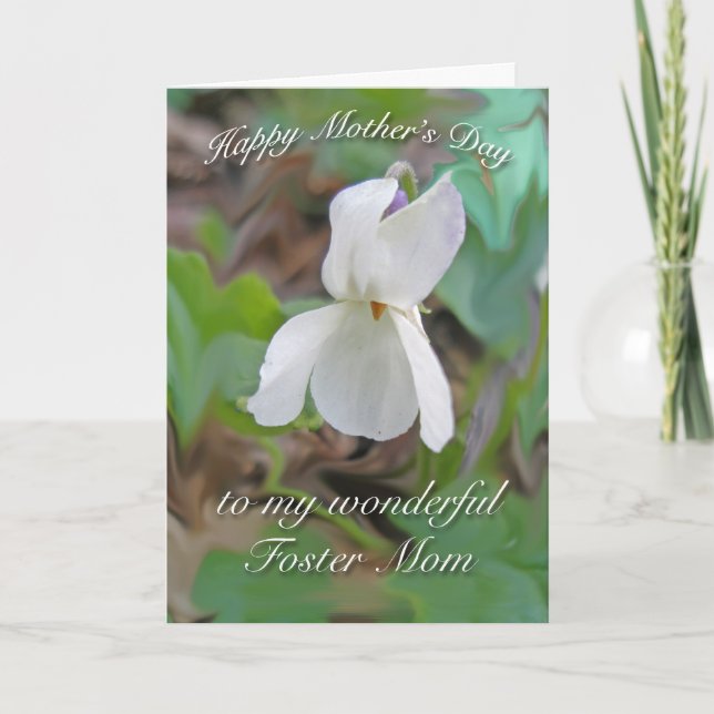 White Violet Foster Mum Mother's Day Card (Front)