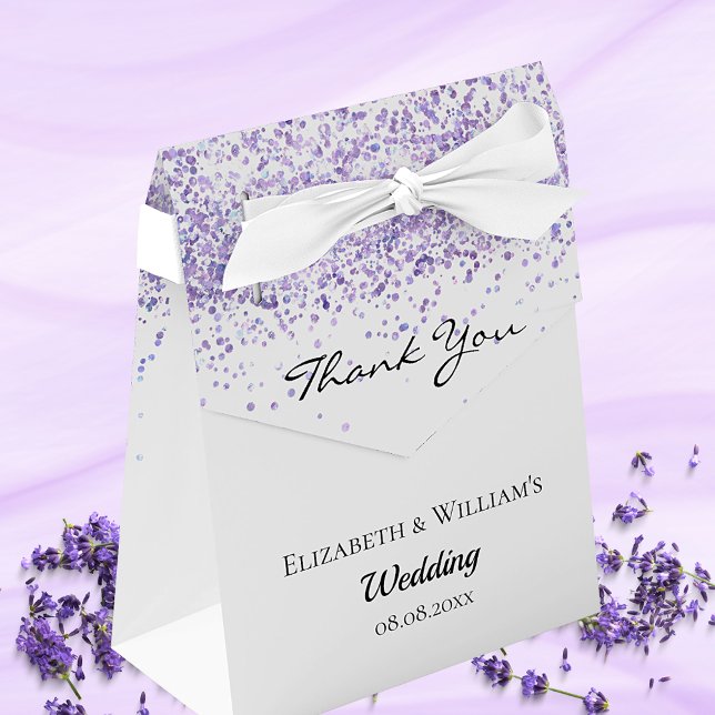 White violet glitter thank you wedding favour box (Creator Uploaded)