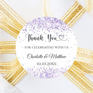 White violet lavender wedding thank you classic round sticker
