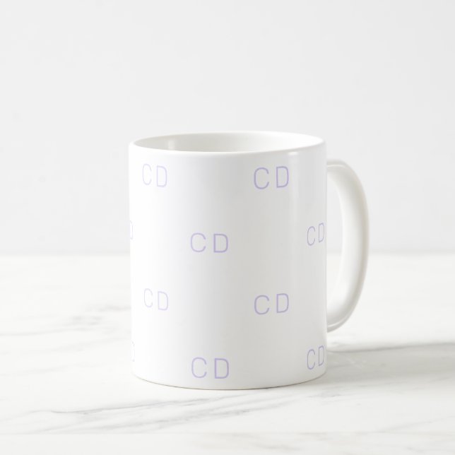 White violet monogram initials pattern coffee mug (Front Right)