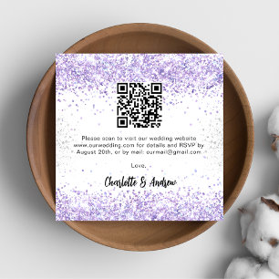 White violet QR code wedding RSVP Enclosure Card