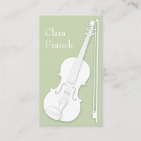 White Violin & Bow Elegant Green String Player