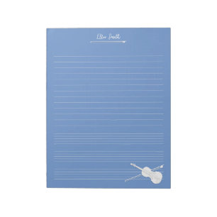 White Violin & Bow  Notepad