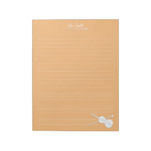 White Violin & Bow Personalised Music Class Orange Notepad