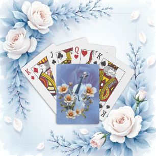 White Violin with Flowers – Elegant Music & Nature Playing Cards