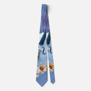 White Violin with Flowers – Elegant Music & Nature Tie