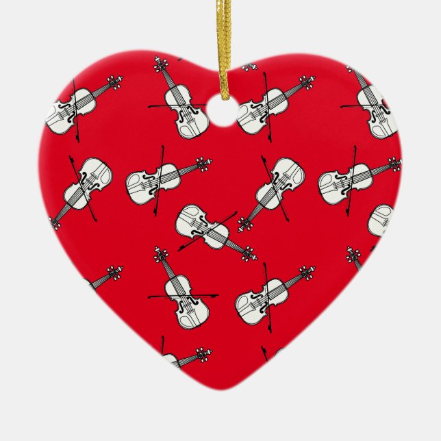 White Violins Ceramic Ornament (Front)