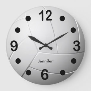 White Volleyball Style Large Clock