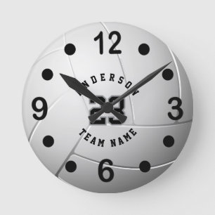 White Volleyball Style with DIY Text Round Clock