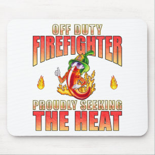 White Volunteer Firefighting Pepper Off Duty Mouse Pad