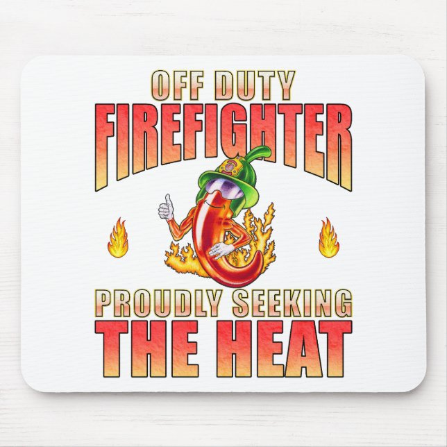 White Volunteer Firefighting Pepper Off Duty Mouse Pad (Front)