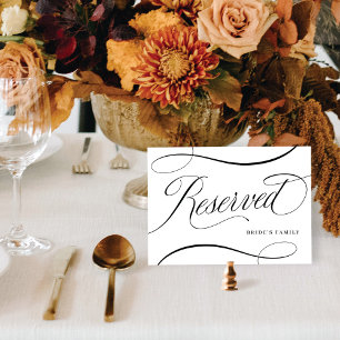 White w/ Black Script Wedding Reserved Table Sign