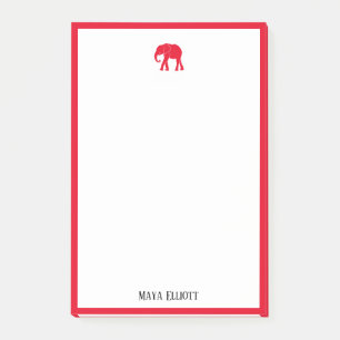 White w/ Bright Red Elephant & Border + Name Post-it Notes