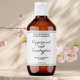 White w curly text cosmetics bottle label