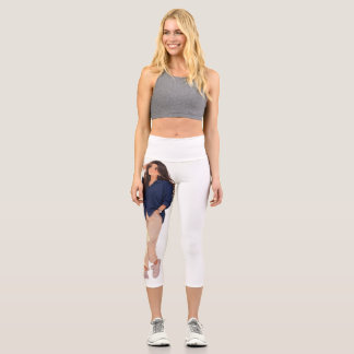 White waist pants, yoga pant with print on it.