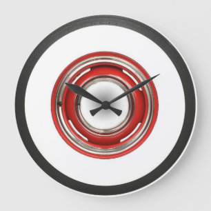 White Wall Tire With Red Rim  large clock