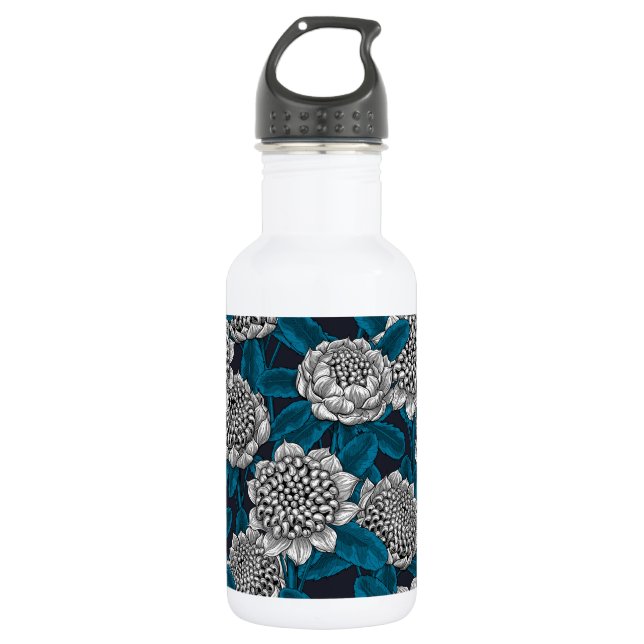 White waratah flowers 532 ml water bottle (Front)
