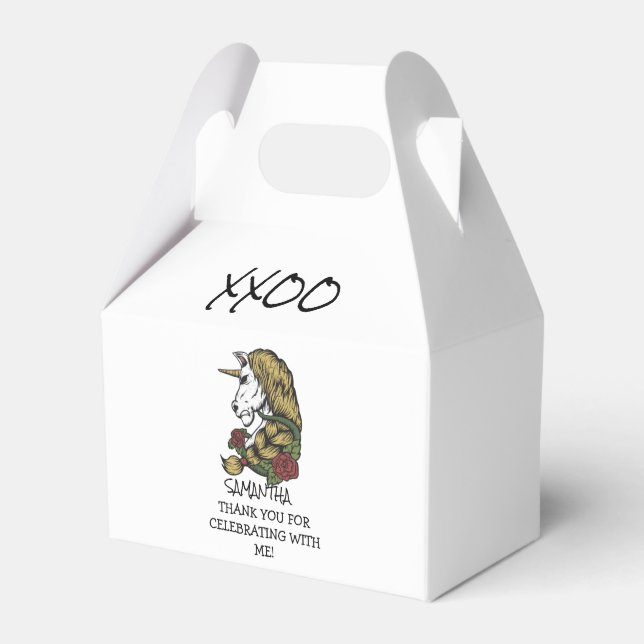 White Warrior  Unicorn Party Favour Box (Front Side)